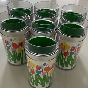 Colorful vintage thermos- Tulip Party Cups - Set of 8
